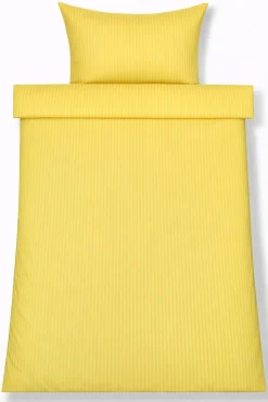 Dobbelt sengetøj 240x220 cm - Egyptisk bomuld - Gule jacquardvævede striber