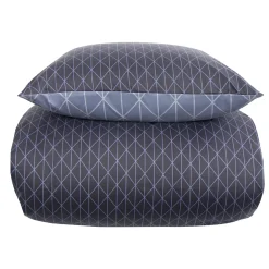 Dobbelt sengetøj 240x220 cm - Microfiber - Vendbart blåt harlekin print