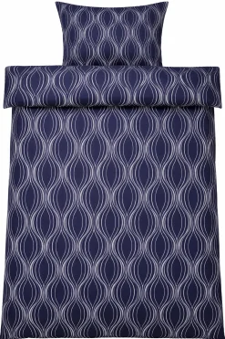 Dobbelt sengetøj 200x220 cm - Microfiber - Blåt wave print