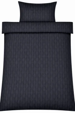 Dobbelt sengetøj 200x220 cm - Satin - Mørkeblåt mønster design