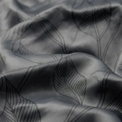 Dobbelt sengetøj 200x220 cm - Satin - Sort print af blade