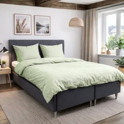 Dobbelt sengetøj 240x220 cm - Stonewashed - Firm olive