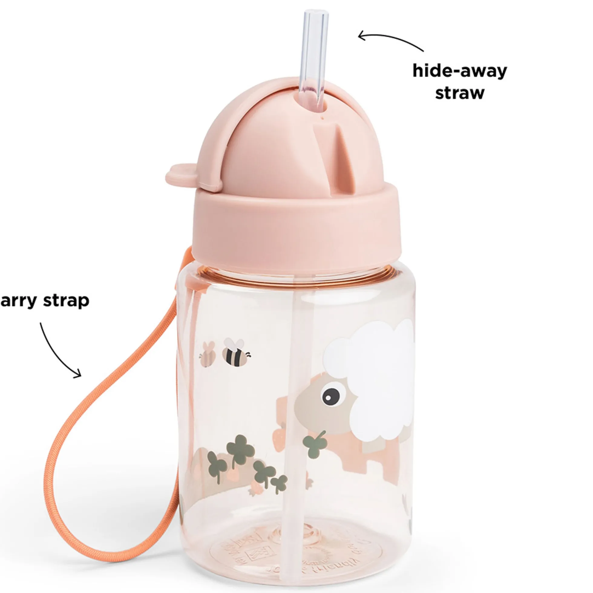 Done By Deer drikkedunk med sugerør 280 ml - Tiny Farm - Pudder