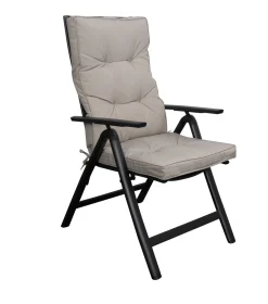 Eksklusiv havehynde til positionsstol - Ekstra blød 7 cm tyk luksus havehynde til høj stoleryg - Moderne button design beige stolehynde - UV beskyttet Nordstrand Home hynde