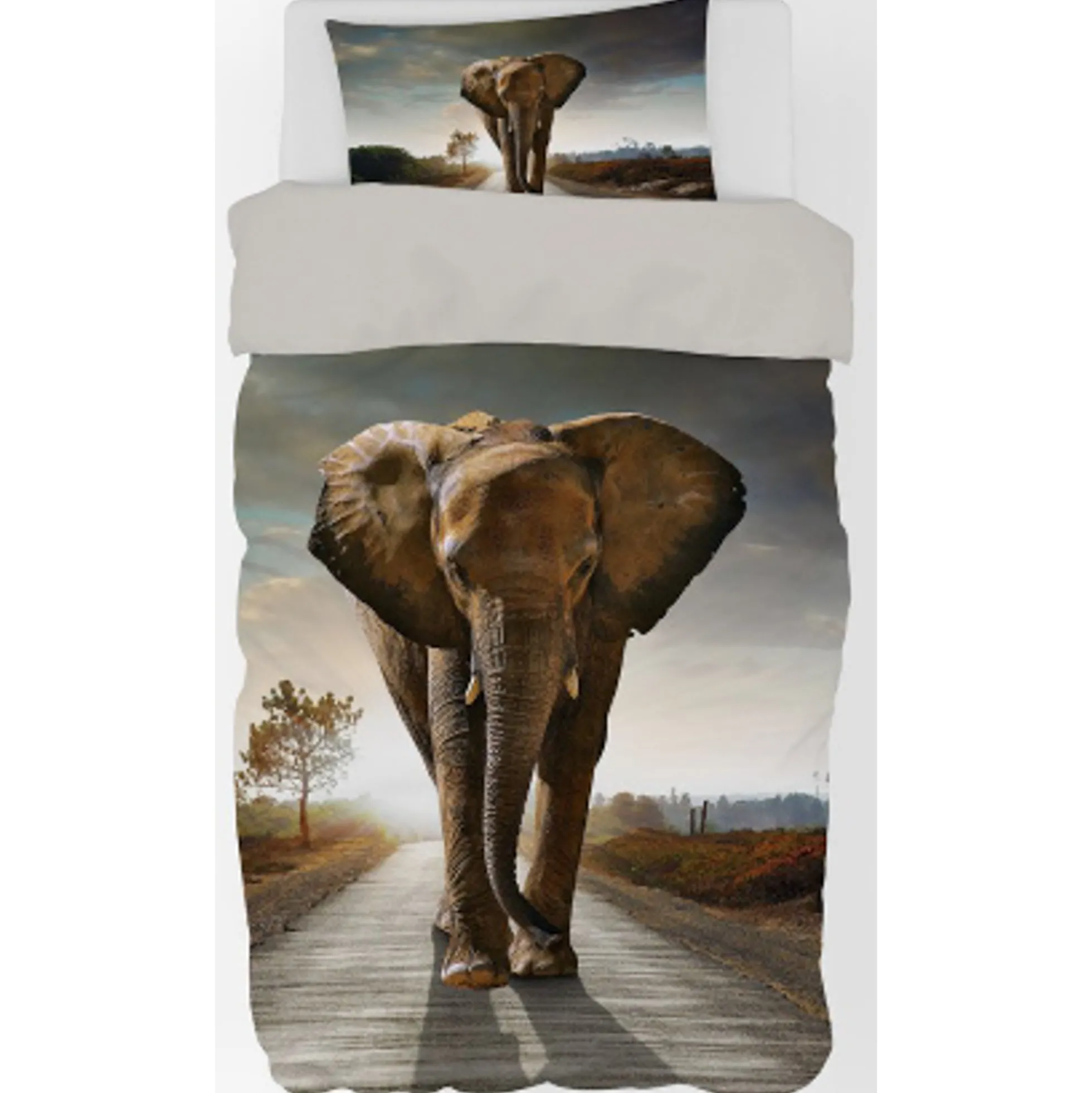 Elefant sengetøj - 100% bomuld - Børnesengetøj 140x200 cm