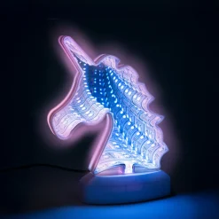 Enhjørning infinity lampe med farveskiftende LED-lys - 19x15 cm