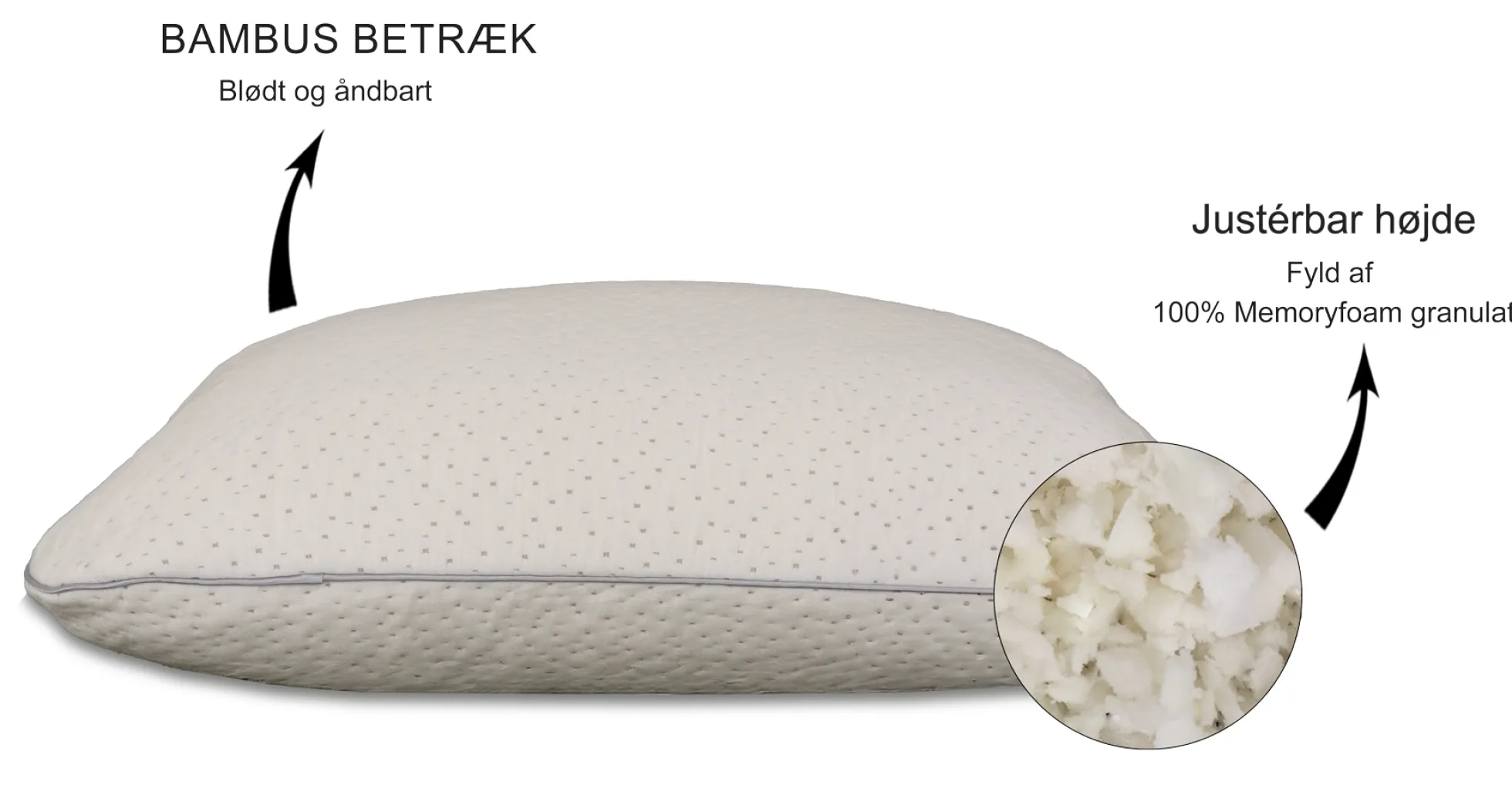 Ergonomisk hovedpude - Justérbar memoryskum pude - Nakkepude - Zen Sleep Tora