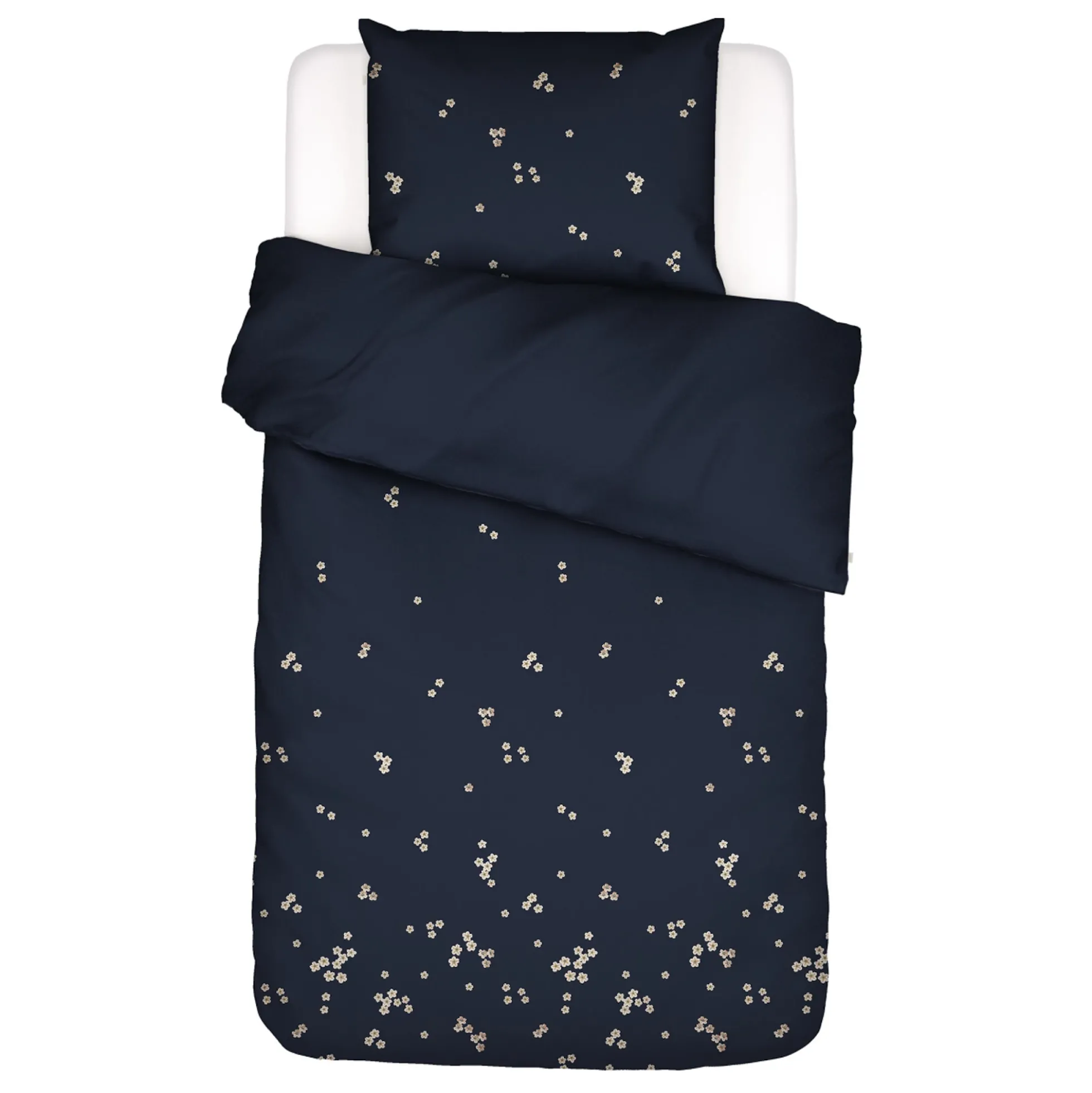 Essenza sengetøj - 140x220 cm - 100% bomuldspercale sengesæt - Leia Nightblue sengelinned