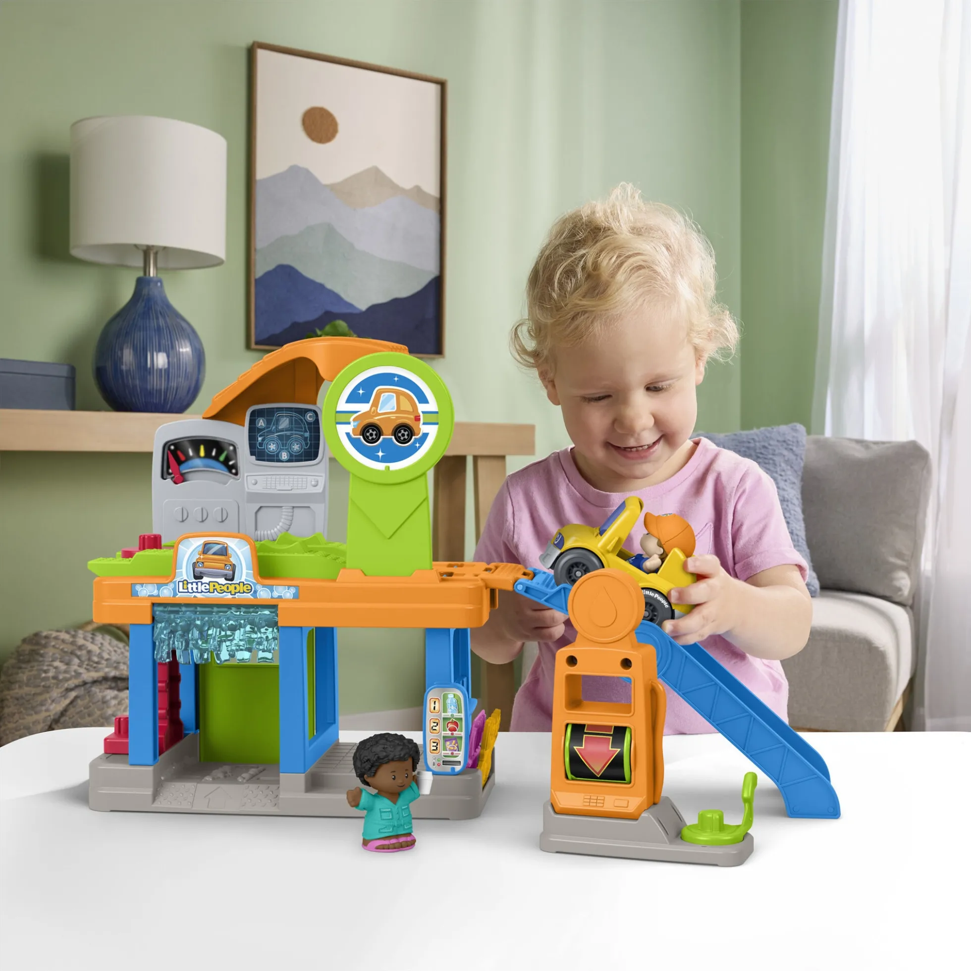 Fisher-Price Little People servicestation med bilvask og figurer