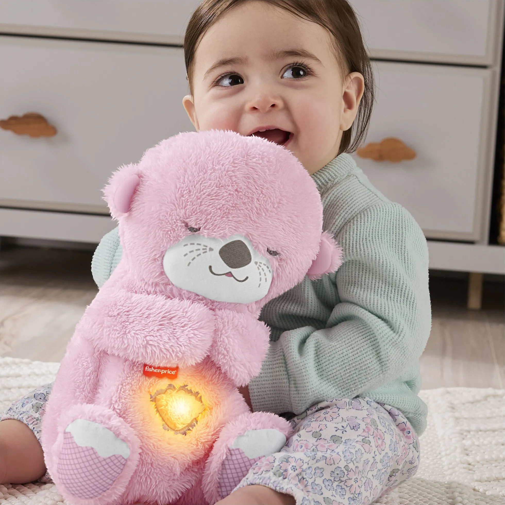 Fisher-Price Soothe & Snuggle lyserød odder sovebamse med beroligende lyde - 27 cm