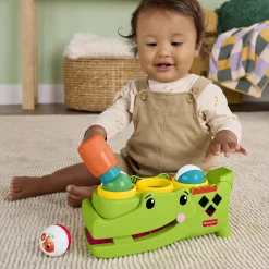 Fisher-Price Tap & Roll alligator med hammer og bolde - 28 cm