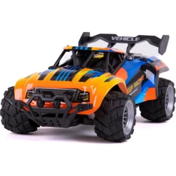 Fjernstyret Jeep Racing bil med genopladeligt batteri - Blå og orange - 1:18