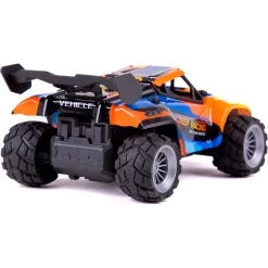 Fjernstyret Jeep Racing bil med genopladeligt batteri - Blå og orange - 1:18