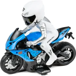 Fjernstyret motorcykel med lys og 2,4 GHz styring - Blå - 1:10