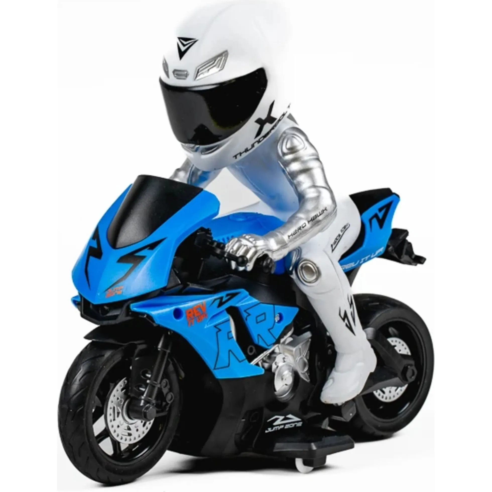 Fjernstyret motorcykel med lys og 2,4 GHz styring - Blå - 1:10