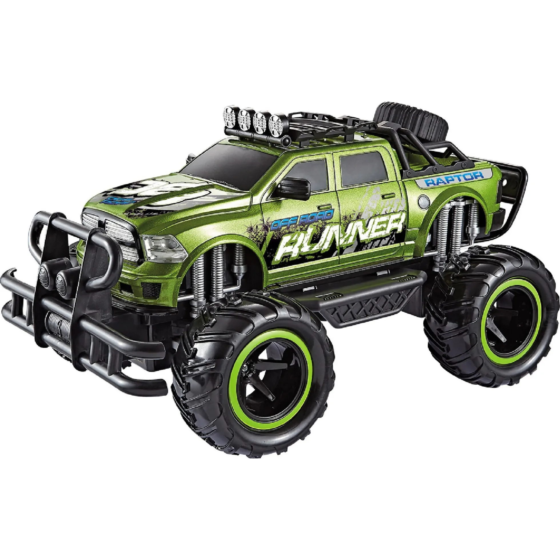 Fjernstyret Raptor Runner offroad bil med genopladeligt batteri - Grøn - 1:12