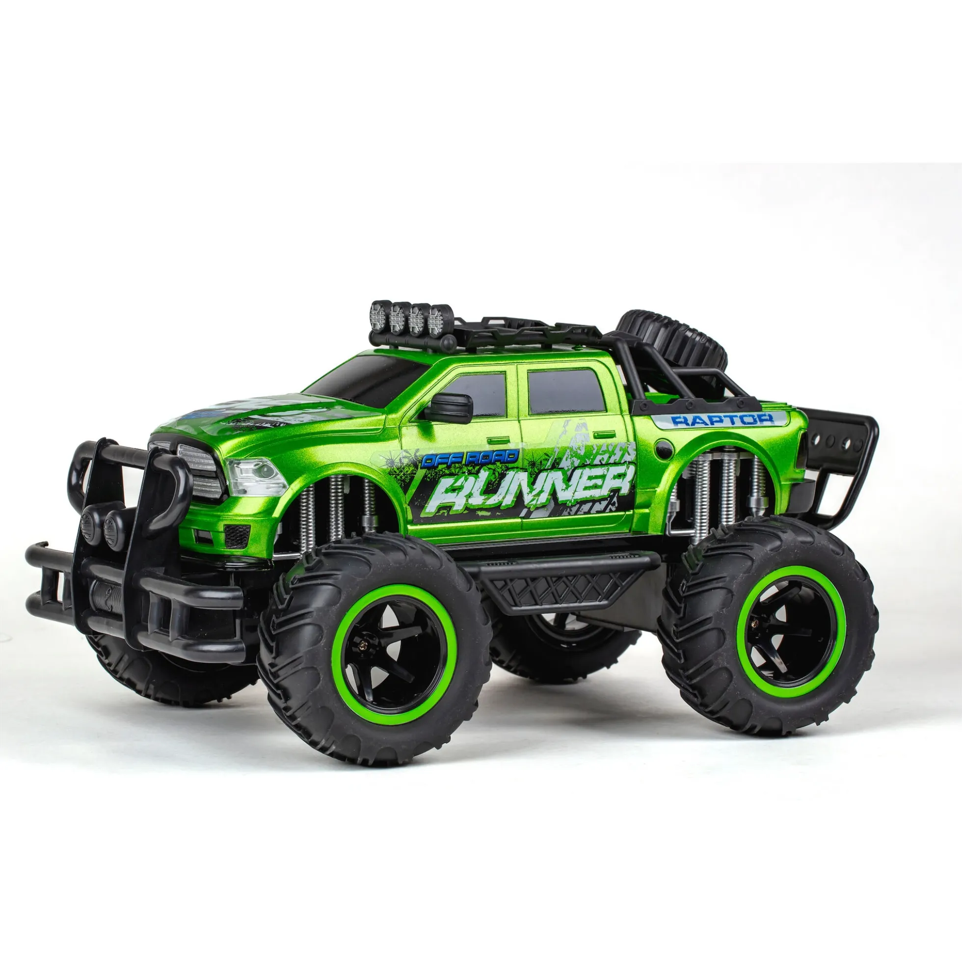 Fjernstyret Raptor Runner offroad bil med genopladeligt batteri - Grøn - 1:12