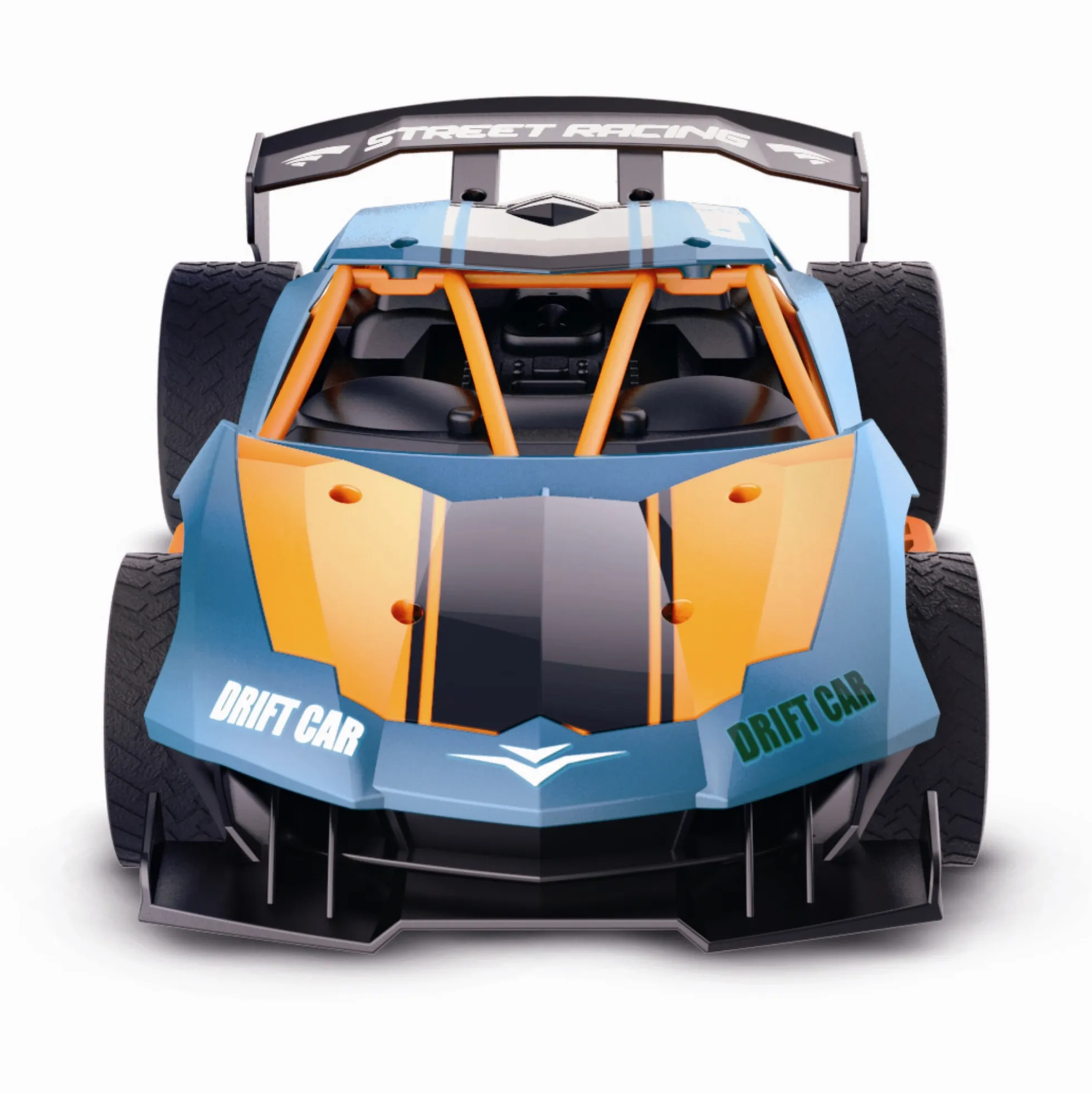 Fjernstyret street racer med drift, røg, lys og lyd - 2.4 GHz styring - 1:14