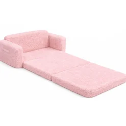 Foldesofa til børn - Rosa plys - Børnemøbel