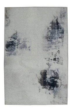 Gulvtæppe - Stort gulvtæppe 200x300 cm - Løs tæppe med skridsikker bagside - Gråt tæppe med abstrakt design - Blødt tæppe fra Nordstrand Home Dorte