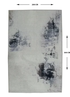 Gulvtæppe - Stort gulvtæppe 200x300 cm - Løs tæppe med skridsikker bagside - Gråt tæppe med abstrakt design - Blødt tæppe fra Nordstrand Home Dorte