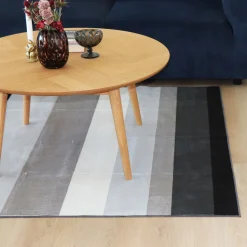 Gulvtæppe - Stort gulvtæppe 200x300 cm - Stribet tæppe med skridsikker bagside - Løs tæppe fra Nordstrand Home Rosa