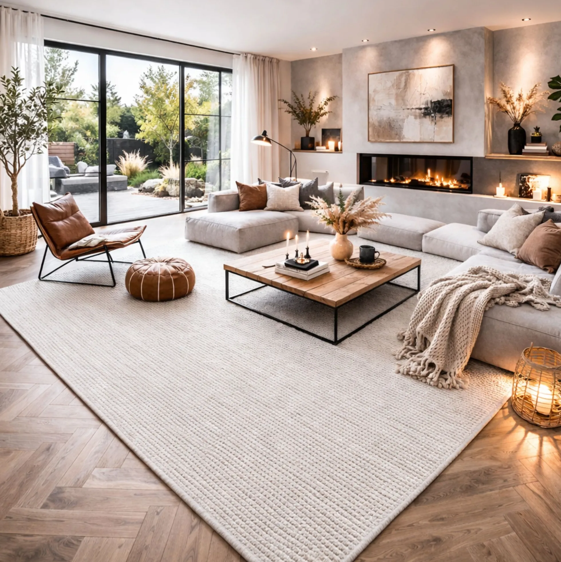 Gulvtæppe - Vævet - 300x400 cm - Creme - Copenhagen - Nordstrand Home
