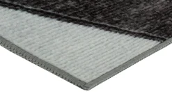 Gulvtæppe 140x200 cm - Løs tæppe med skridsikker bagside - Grafisk design med sorte og grå nuancer - Blødt gulvtæppe fra Nordstrand Home Lea
