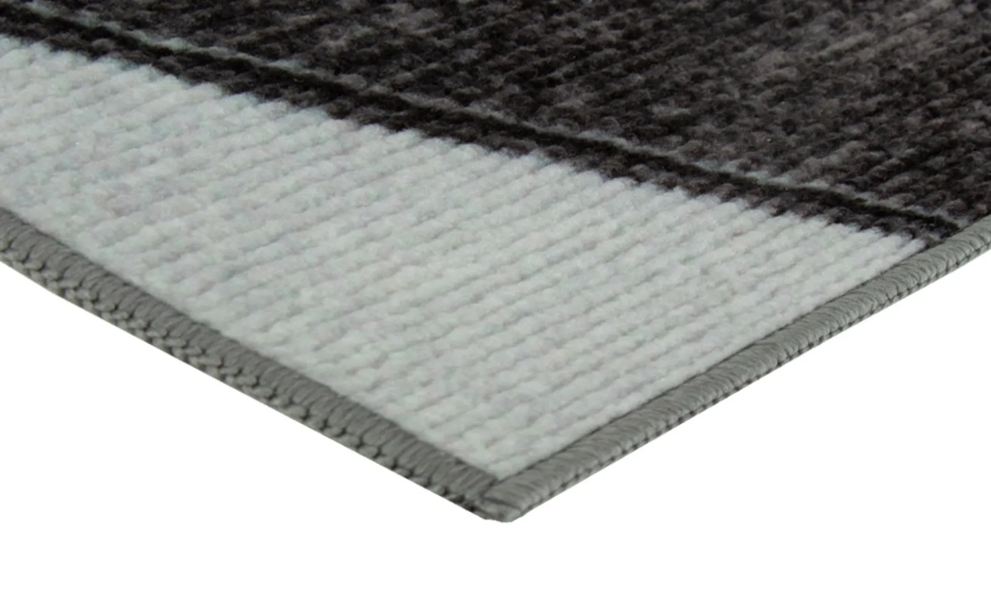 Gulvtæppe 140x200 cm - Løs tæppe med skridsikker bagside - Grafisk design med sorte og grå nuancer - Blødt gulvtæppe fra Nordstrand Home Lea