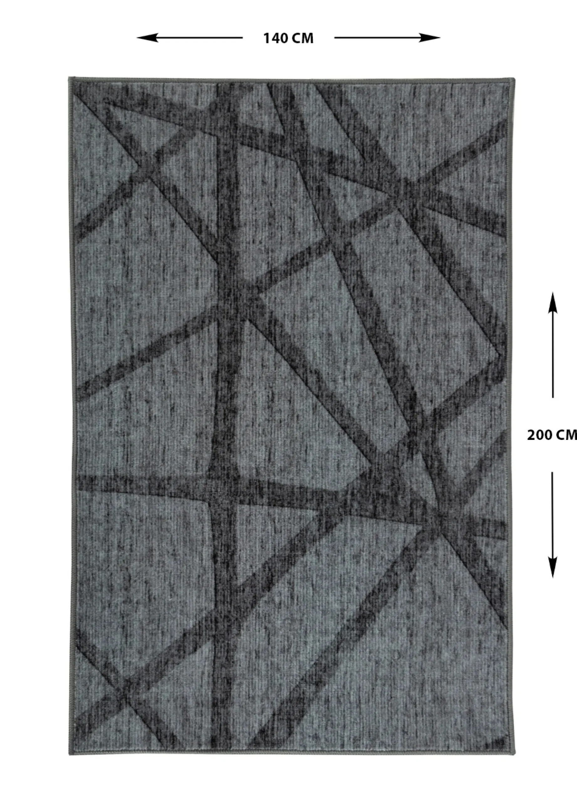 Gulvtæppe - 140x200 cm - Mørkegrå tæppe med skridsikker bagside - Løs tæppe fra Nordstrand Home Gry