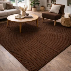 Gulvtæppe - 160x230 cm - Vævet - Brun med mønster - Elio - Nordstrand Home