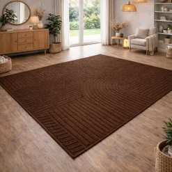 Gulvtæppe - 140x200 cm - Vævet - Brun med mønster - Elio - Nordstrand Home