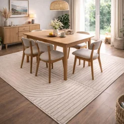 Gulvtæppe - 200x290 cm - Vævet - Cremefarvet med mønster - Elio - Nordstrand Home