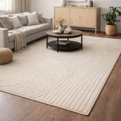 Gulvtæppe - 160x230 cm - Vævet - Cremefarvet med mønster - Elio - Nordstrand Home