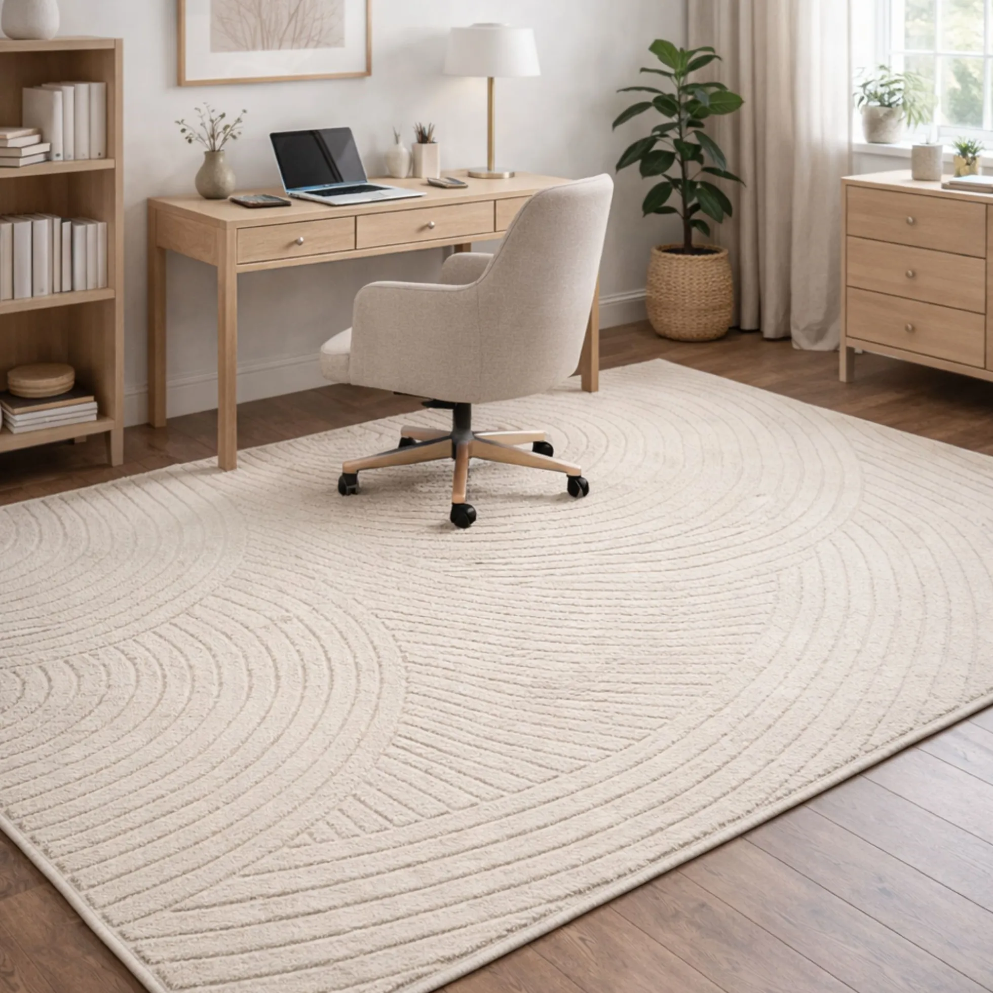 Gulvtæppe - 160x230 cm - Vævet - Cremefarvet med mønster - Elio - Nordstrand Home