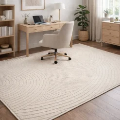Gulvtæppe - 140x200 cm - Vævet - Cremefarvet med mønster - Elio - Nordstrand Home