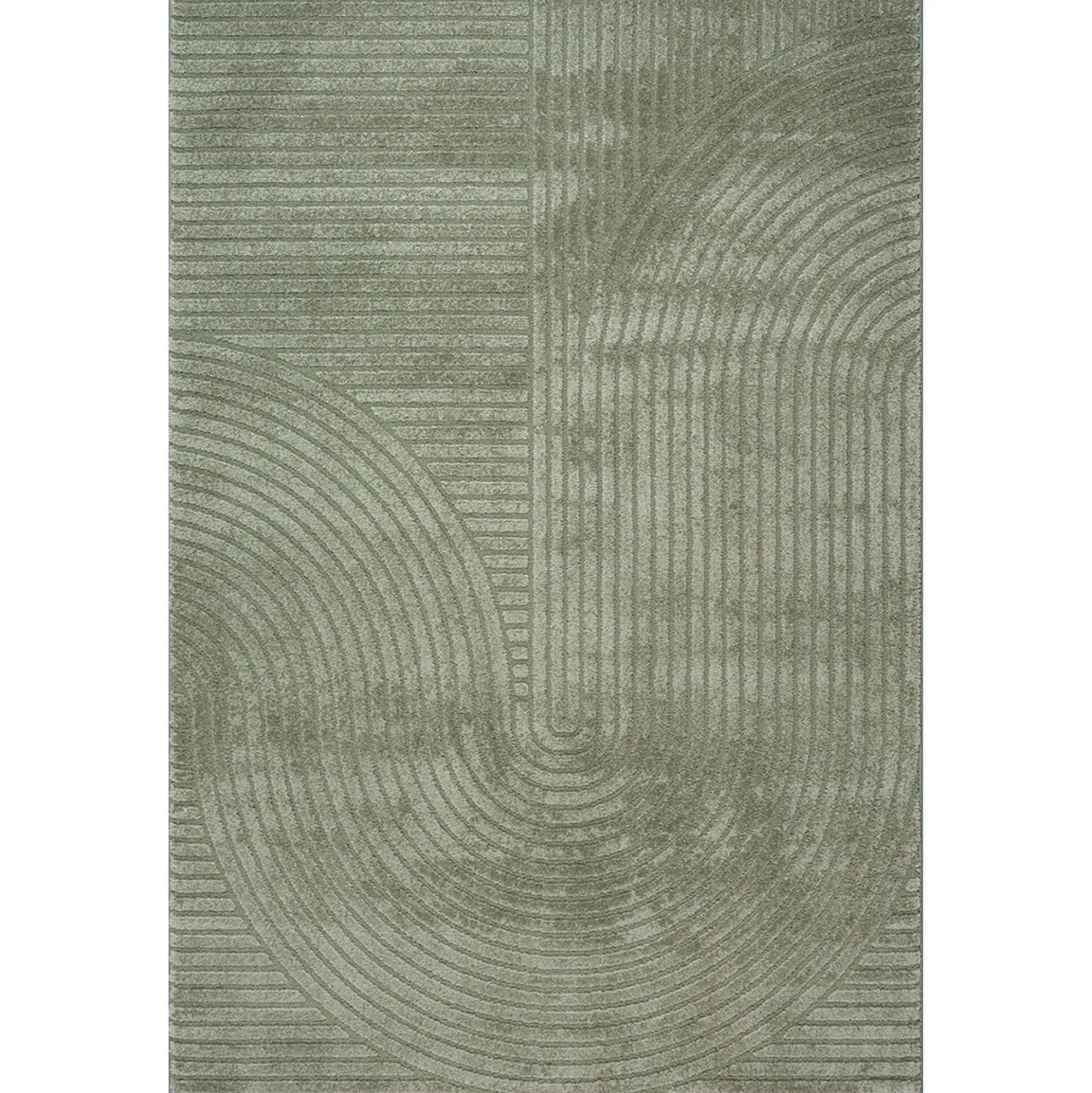 Gulvtæppe - 140x200 cm - Vævet - Grøn med mønster - Elio - Nordstrand Home
