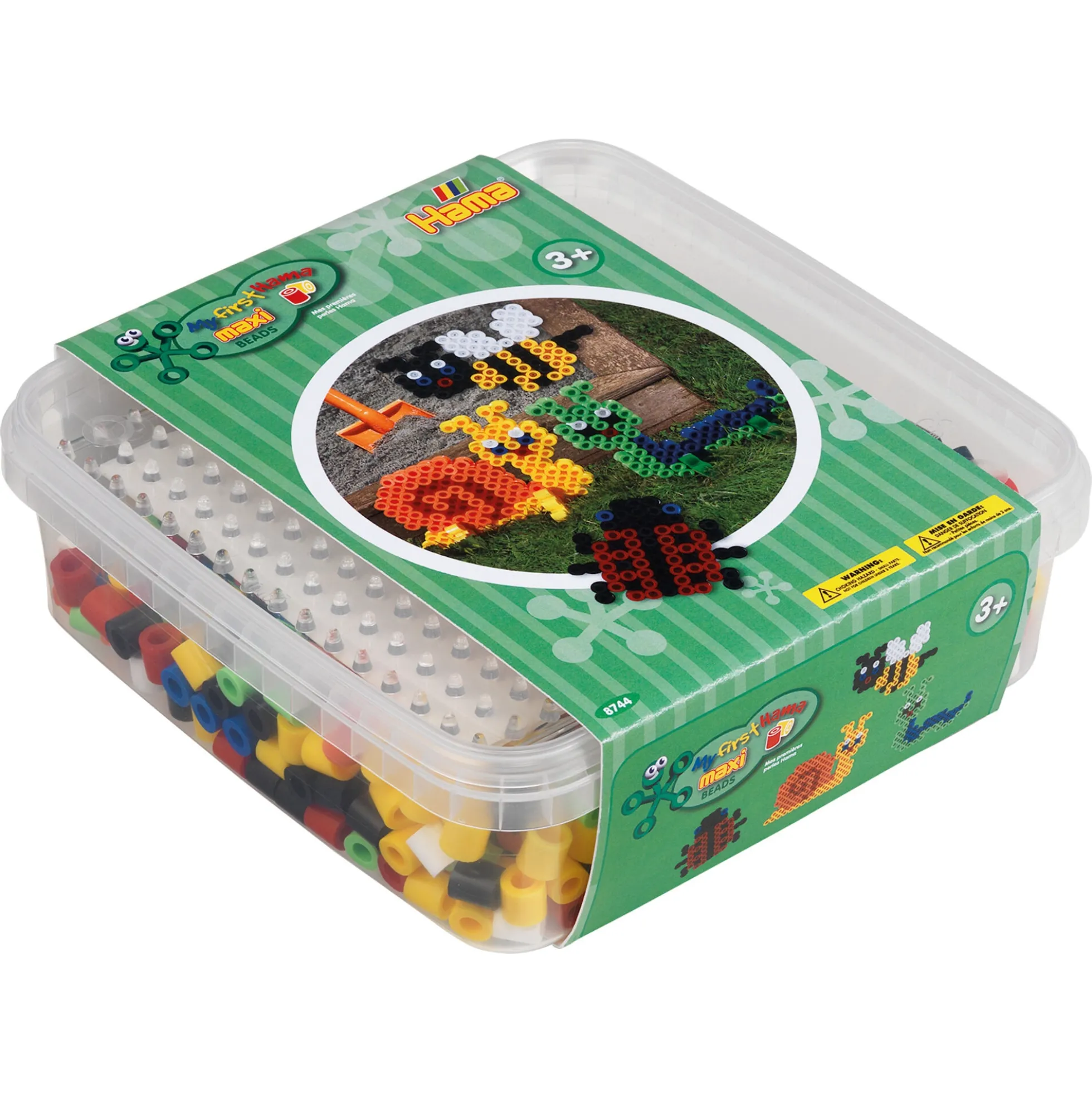 Hama Maxi perlesæt i bøtte - 600 perler og 1 stiftplade - Insekter