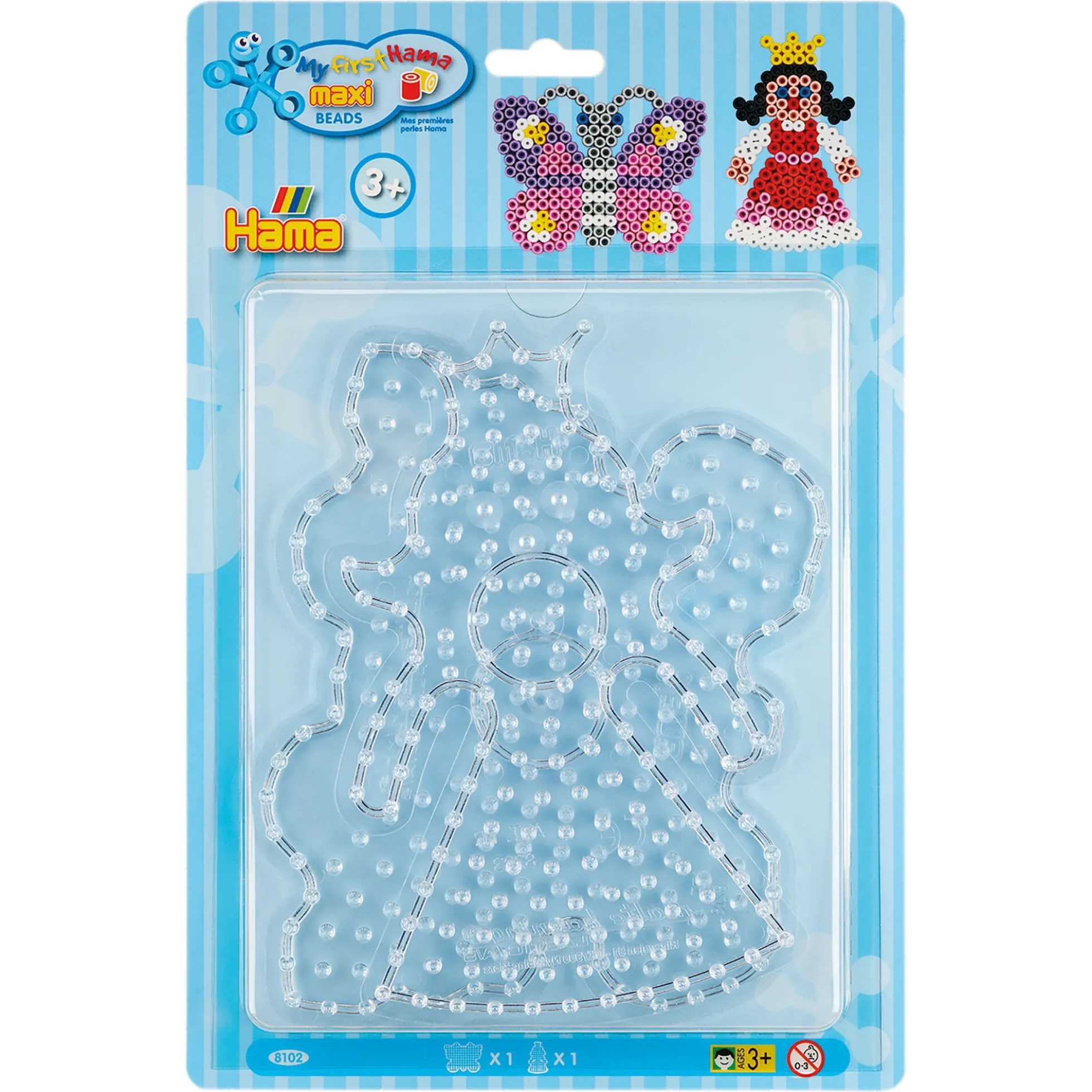 Hama Maxi stiftplader - 2 stiftplader - Transparent - Sommerfugl og prinsesse