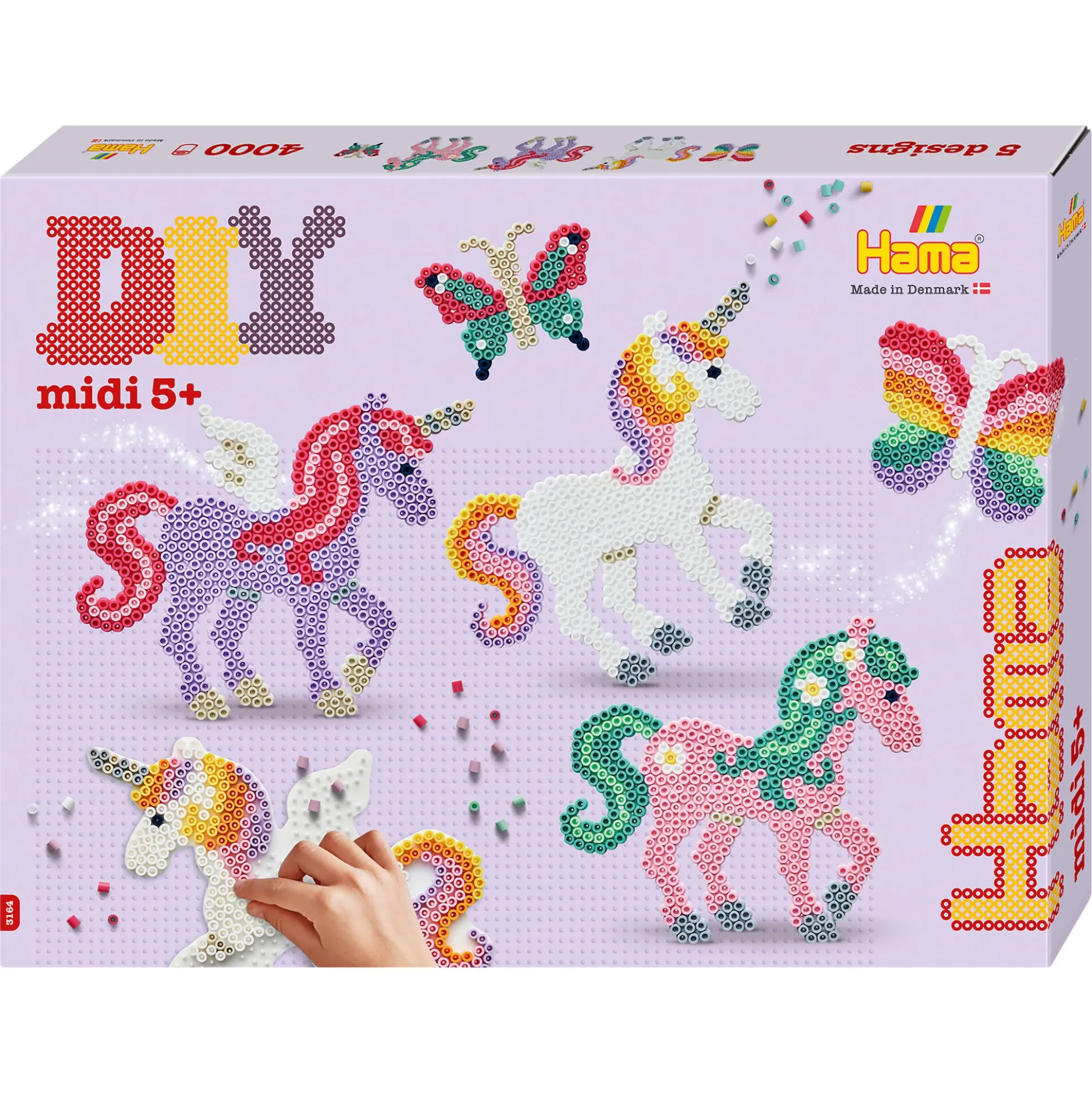 Hama Midi gaveæske - 4000 perler og 2 stiftplader - Enhjørninger