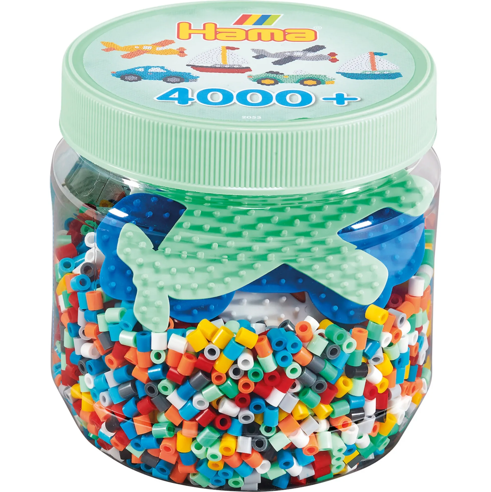 Hama Midi perle i bøtte - 4000 perler og 3 stiftplader - Grøn
