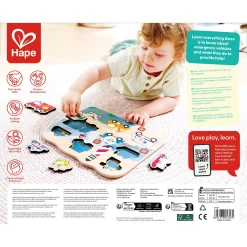 Hape knoppuslespil med udrykningskøretøjer - træpuslespil - 10 dele