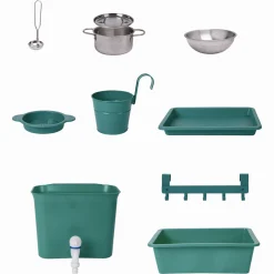 Hape udendørs legekøkken - mudderkøkken med vandtank, tavle og tilbehør -77x46x99