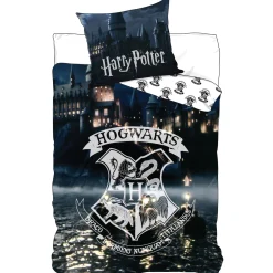 Harry Potter sengetøj - 100% bomuld - Børnesengetøj 140x200 cm - Glow in the dark - Hogwarts våbenskjold