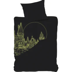 Harry Potter Sengetøj 150x210 cm - Selvlysende sengetøj med harry potter - 2 i 1 design - 100% bomuld