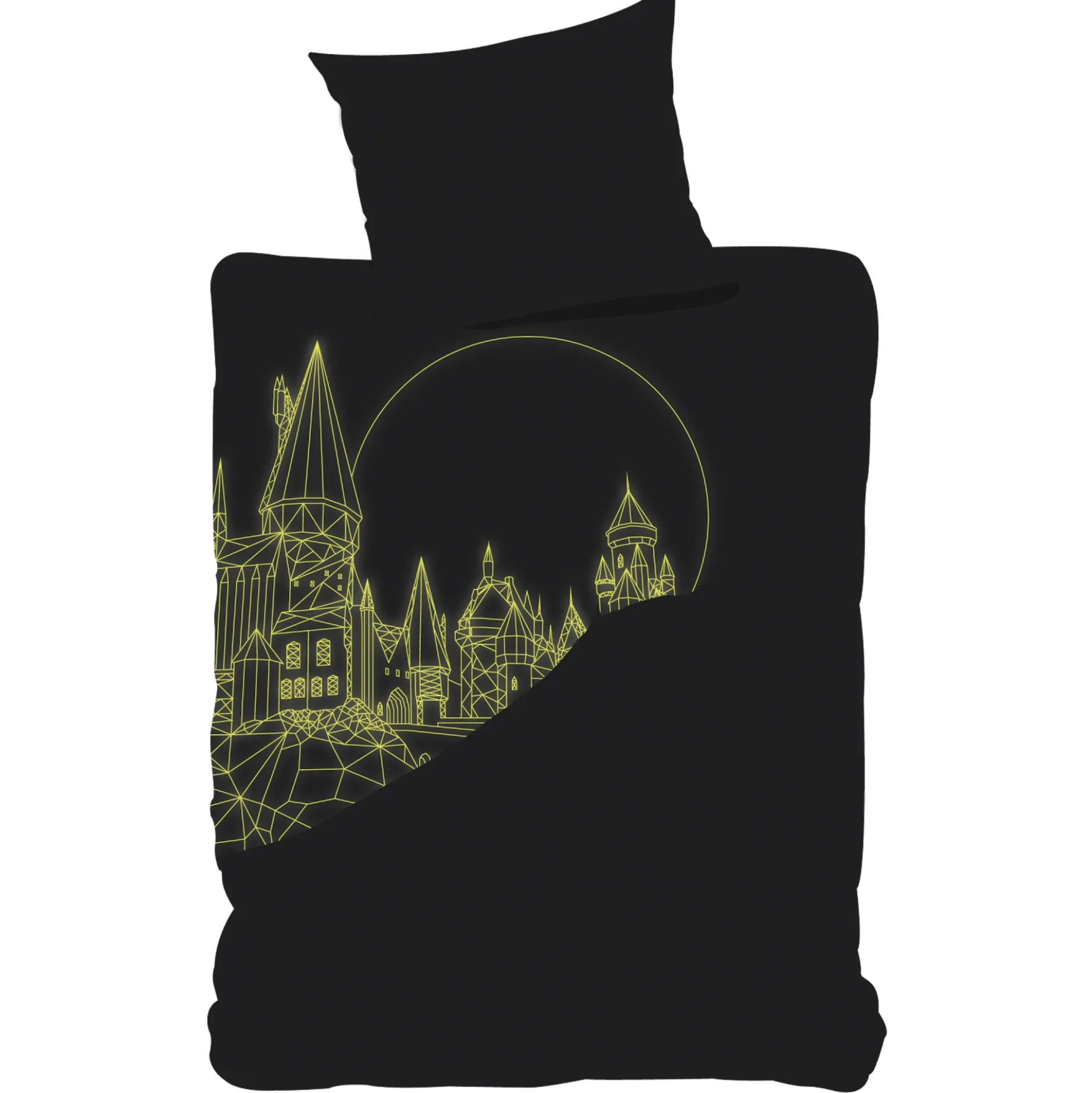 Harry Potter Sengetøj 150x210 cm - Selvlysende sengetøj med harry potter - 2 i 1 design - 100% bomuld