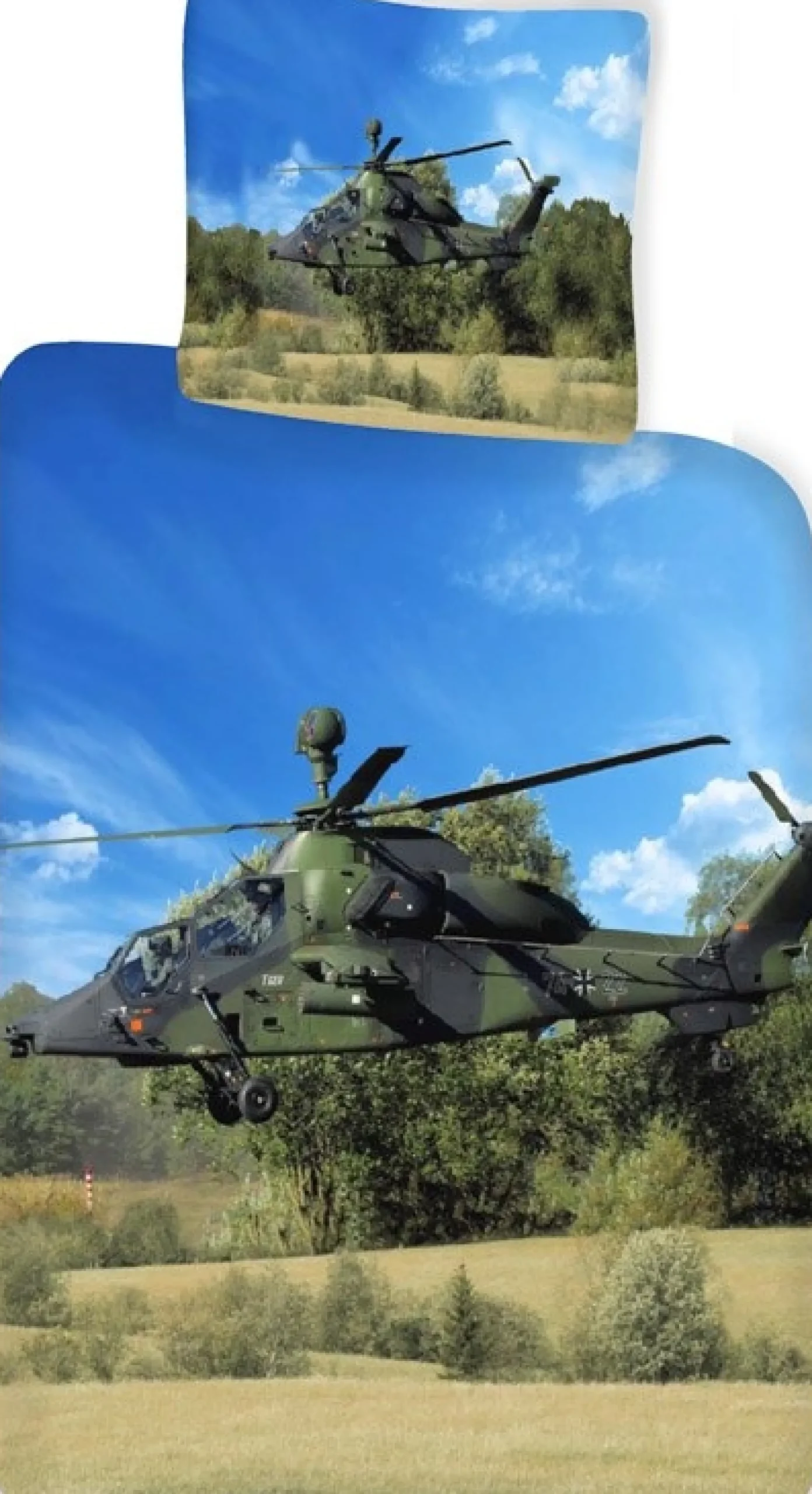 Helikopter sengetøj - 100% bomuld - Børnesengetøj 140x200 cm - Militær helikopter