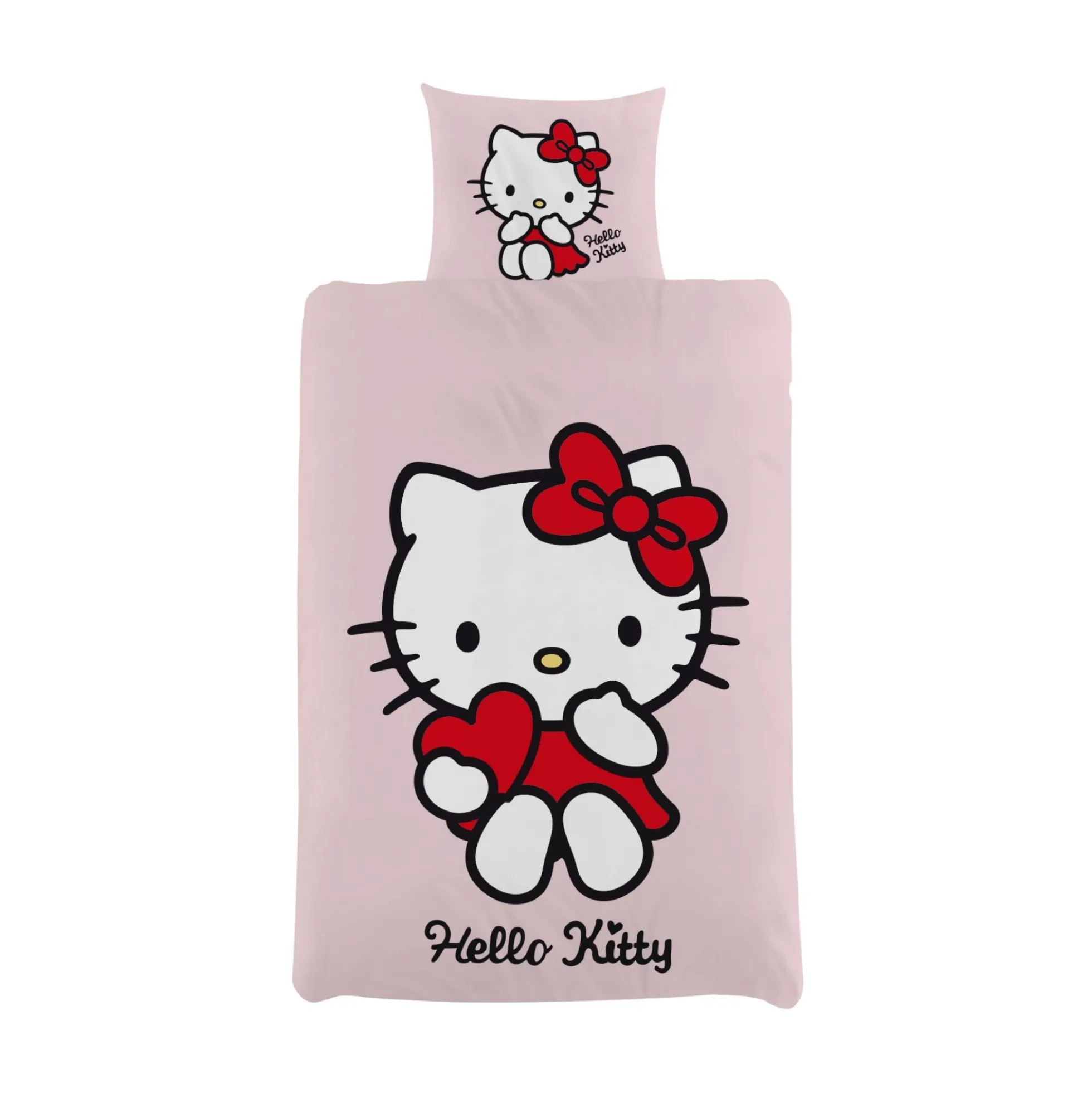 Hello Kitty sengetøj - 100% bomuld - Børnesengetøj 140x200 cm - Lyserød