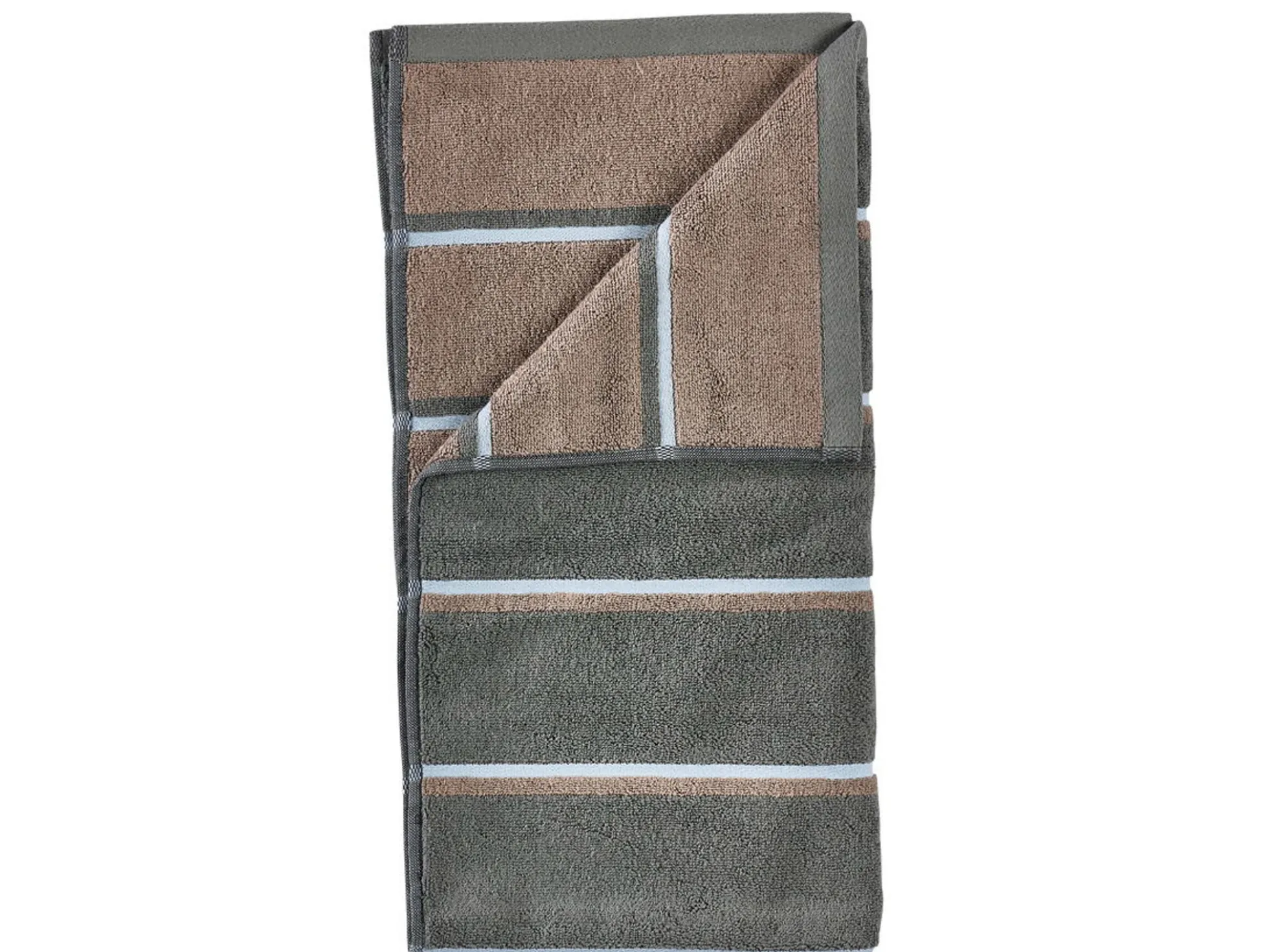 Håndklæde - 100% bomuld - Badehåndklæde 70x140 cm - Zone Denmark Sauna - Stribet Olive Green