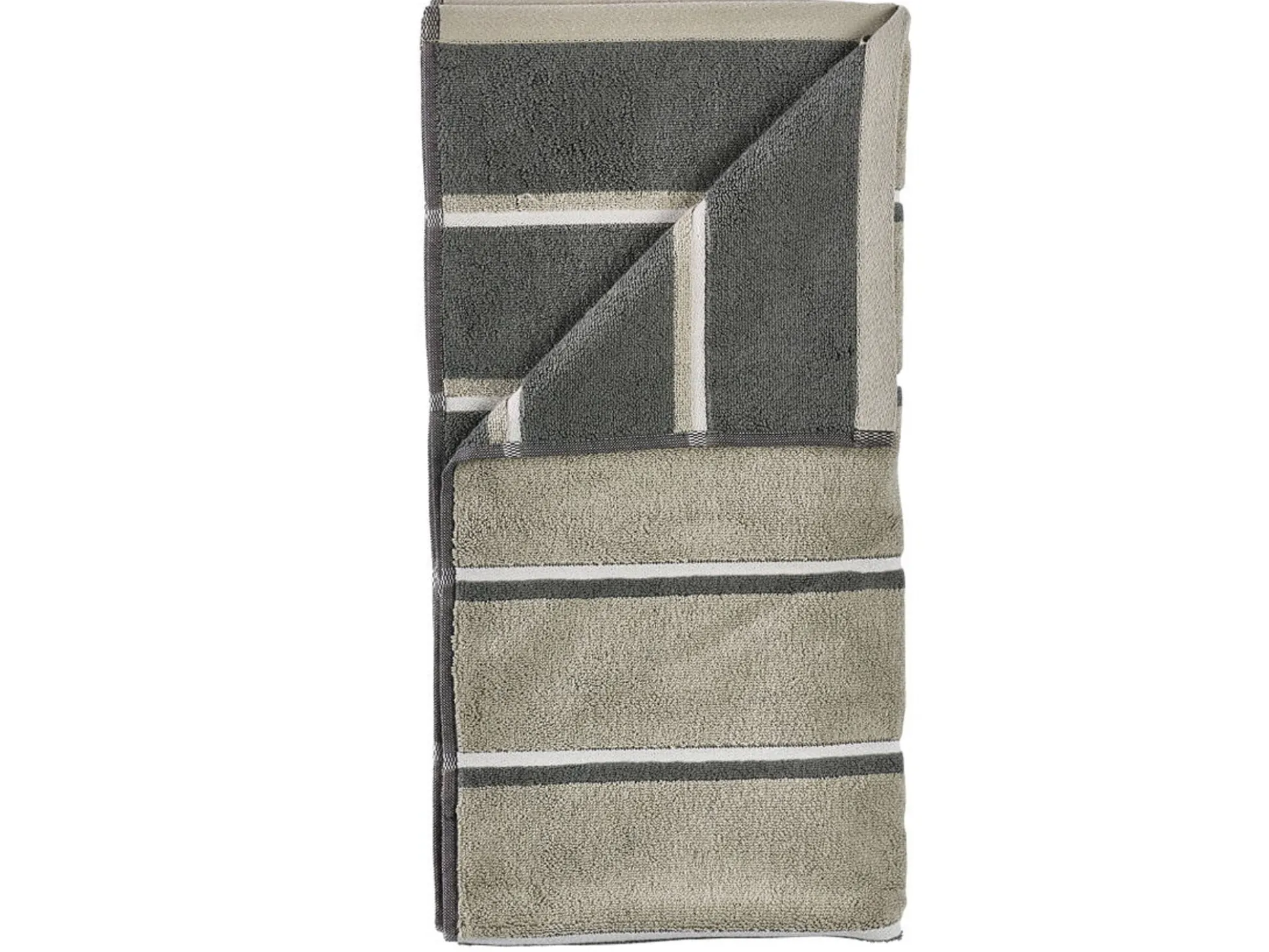 Håndklæde - 100% bomuld - Badehåndklæde 70x140 cm - Zone Denmark Sauna - Stribet Olive